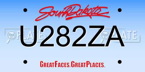 U282ZA South Dakota License Plate