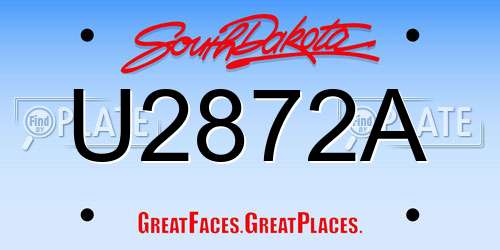 U2872A South Dakota License Plate