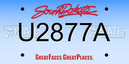 U2877A South Dakota License Plate
