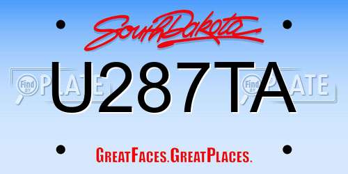 U287TA South Dakota License Plate