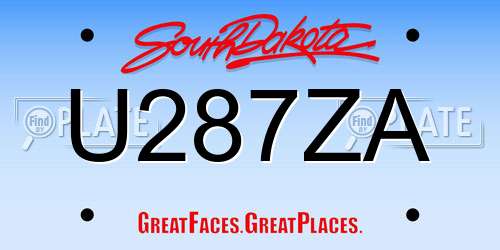 U287ZA South Dakota License Plate