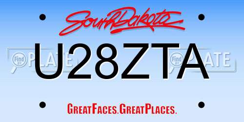 U28ZTA South Dakota License Plate