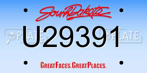 U29391 South Dakota License Plate