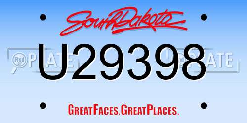 U29398 South Dakota License Plate