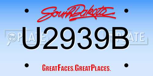 U2939B South Dakota License Plate