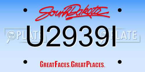 U2939I South Dakota License Plate
