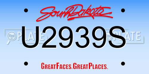 U2939S South Dakota License Plate