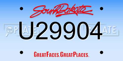 U29904 South Dakota License Plate