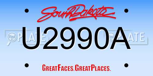 U2990A South Dakota License Plate