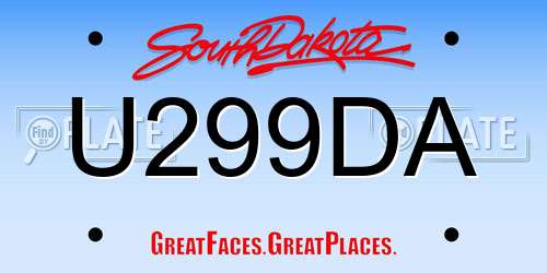 U299DA South Dakota License Plate