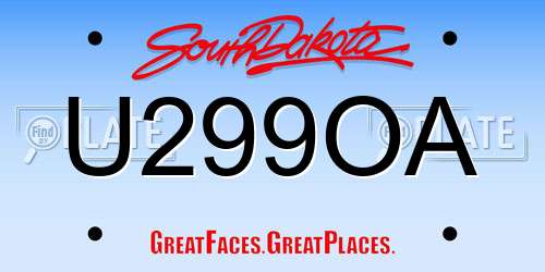 U299OA South Dakota License Plate