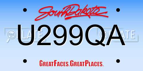 U299QA South Dakota License Plate