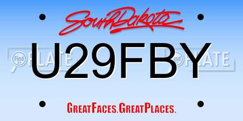 U29FBY South Dakota License Plate