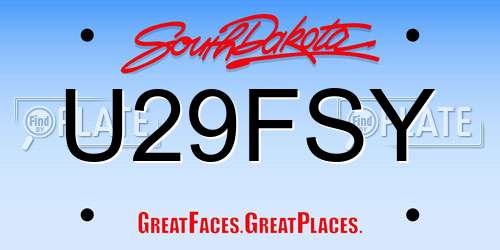 U29FSY South Dakota License Plate