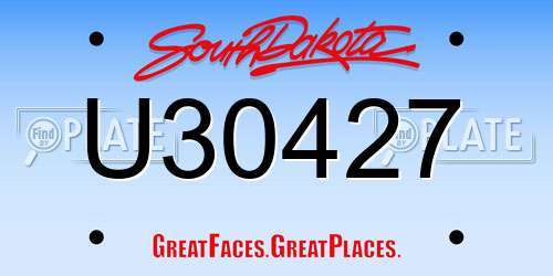U30427 South Dakota License Plate