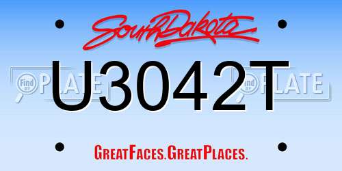 U3042T South Dakota License Plate