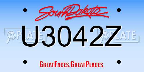 U3042Z South Dakota License Plate