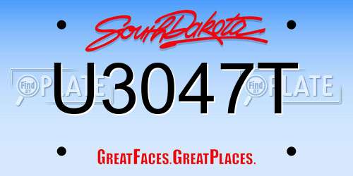 U3047T South Dakota License Plate