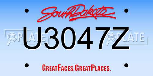 U3047Z South Dakota License Plate