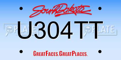 U304TT South Dakota License Plate