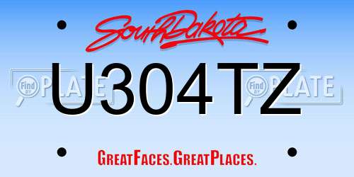 U304TZ South Dakota License Plate
