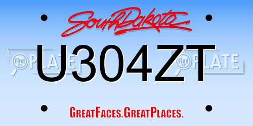 U304ZT South Dakota License Plate