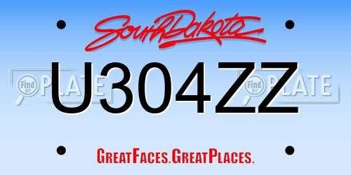 U304ZZ South Dakota License Plate