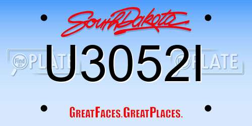 U3052I South Dakota License Plate