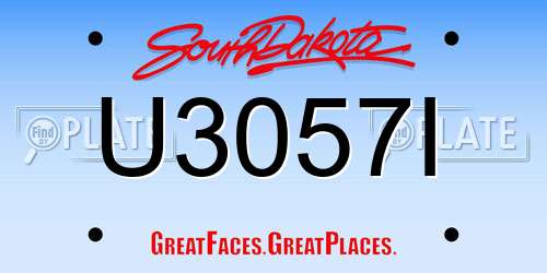 U3057I South Dakota License Plate