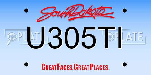 U305TI South Dakota License Plate