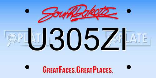 U305ZI South Dakota License Plate