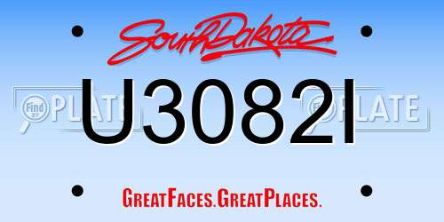 U3082I South Dakota License Plate