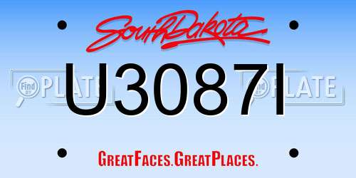 U3087I South Dakota License Plate