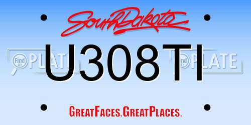 U308TI South Dakota License Plate