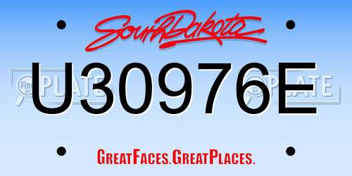 U30976E South Dakota License Plate
