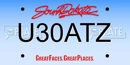 U30ATZ South Dakota License Plate