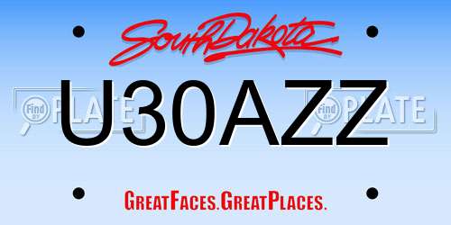 U30AZZ South Dakota License Plate