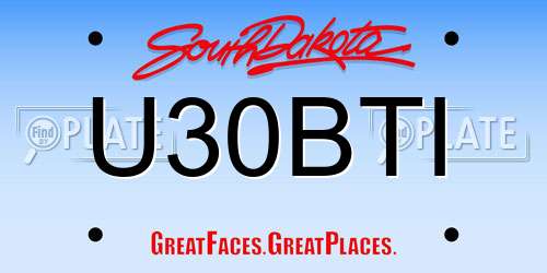 U30BTI South Dakota License Plate