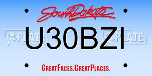 U30BZI South Dakota License Plate