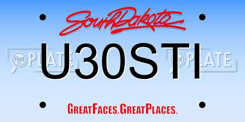 U30STI South Dakota License Plate