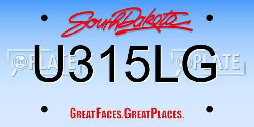 U315LG South Dakota License Plate