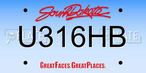 U316HB South Dakota License Plate