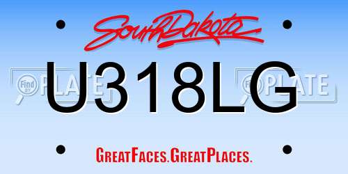 U318LG South Dakota License Plate