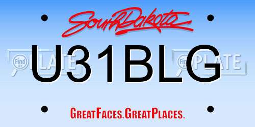 U31BLG South Dakota License Plate