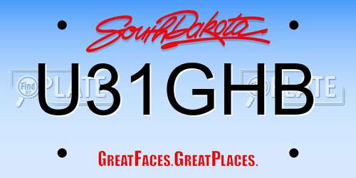 U31GHB South Dakota License Plate