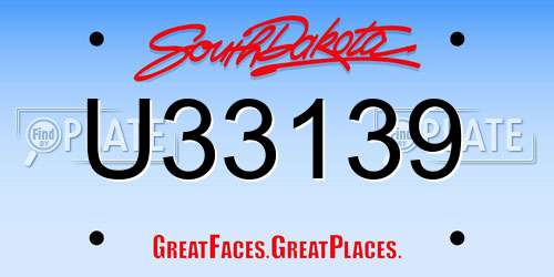 U33139 South Dakota License Plate
