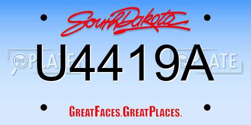 U4419A South Dakota License Plate