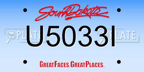 U5033I South Dakota License Plate