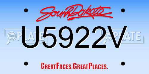 U5922V South Dakota License Plate