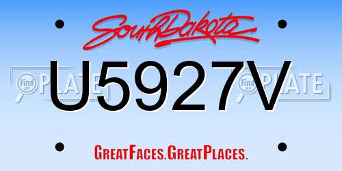 U5927V South Dakota License Plate